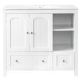 thumbnail image 3 of IVV 36" Bathroom Vanity with Sink Set, Modern Vanity Base Cabinet with Ceramic Basin, Extra Large Storage with 2 Doors & 2 Drawers, White, 3 of 10