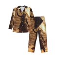 thumbnail image 1 of Fotbe Egyptian Cat Pharaoh Magic Pijama de Hombre con Estampado de Manga Larga, Conjunto de 2 Piezas, Ropa de Dormir Suave y Cómoda con Bolsillos-Large, 1 of 7