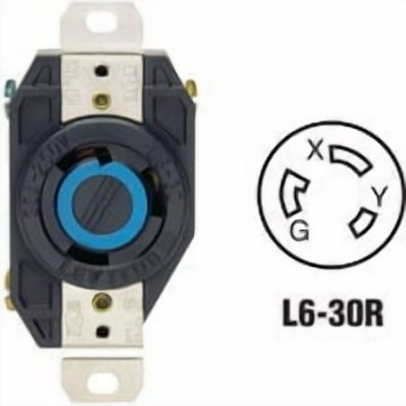 Leviton 065-2620 30A 250V Black Industrial Grade Flush Mount Locking Receptacle Device