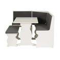 thumbnail image 3 of Linon Natasha Corner Nook Dining Set Charcoal Gray Fabric Seats in White Wood, 3 of 15