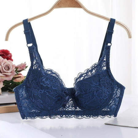 UPPADA Wireless Support Bras for Women Lift Bra for Side and Back Fat Clearance Shaping Bra Savings Bra No Underwire Blue M 80c