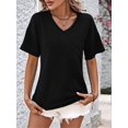 thumbnail image 6 of Womens Summer V Neck Tops Oversized T Shirts Short Sleeve Blouses for Women Dressy Casual Work Outfits Black XXL, 6 of 8