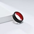 thumbnail image 2 of PAMTIER Men's Unique Personality Matte Brushed Two-Tone Stainless Steel Ring Wedding Band Beveled Edge Minimalist Style Red Size 7, 2 of 5