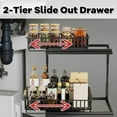 thumbnail image 2 of 2-Tier Sliding Under Sink Organizers and Storage, Rustproof Metal Pull Out Cabinet Organizer with Wooden Handle, Multi-Use Under Sink Storage for Kitchen Bathroom, 2 of 5