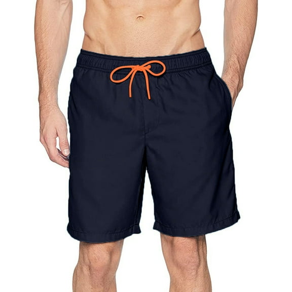 WUWUQF Mens Swimming Trunks Plus Size Shorts Sports Net Beach Dry Quick with Inner Casual Pants Men's Swimwear Navy