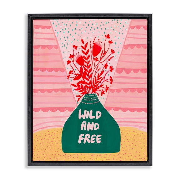 Midcentury Wild And Free Black Framed Floater Canvas Wall Art, design by Nabeela Rumi