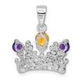 thumbnail image 3 of Sterling Silver Citrine & Amethyst Polished Crown Pendant Charm, 3 of 4