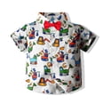 thumbnail image 3 of Bullpiano Toddler Baby Boy Gentleman Shorts Sets Infant Kids Cartoon Print Short Sleeve Button down Bowite Shirt Top+Shorts Suits Hawaiian Outfit 1-6Y, 3 of 9