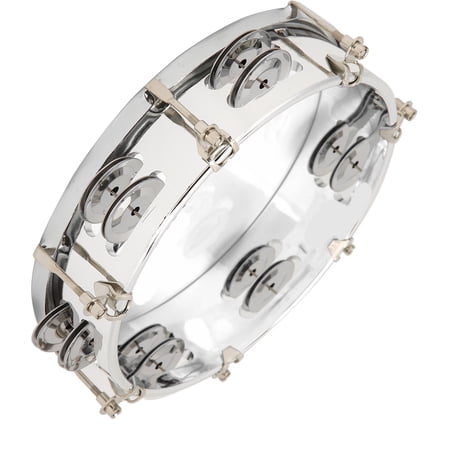 BIMZUC 8 Inch / 20.3 cm Double Row Handheld Tambourine with Adjustable Tone Jingle Bells Percussion Instrument Clear