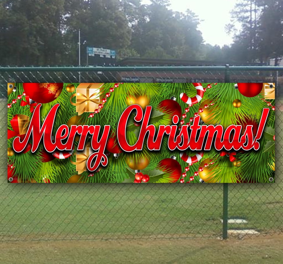 Christmas Trees Banner 13 oz | Non-Fabric | Heavy-Duty Vinyl Single-Sided with Metal Grommets