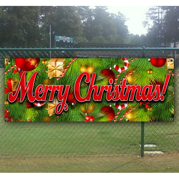 Merry Christmas 3 13 oz Vinyl Banner With Metal Grommets