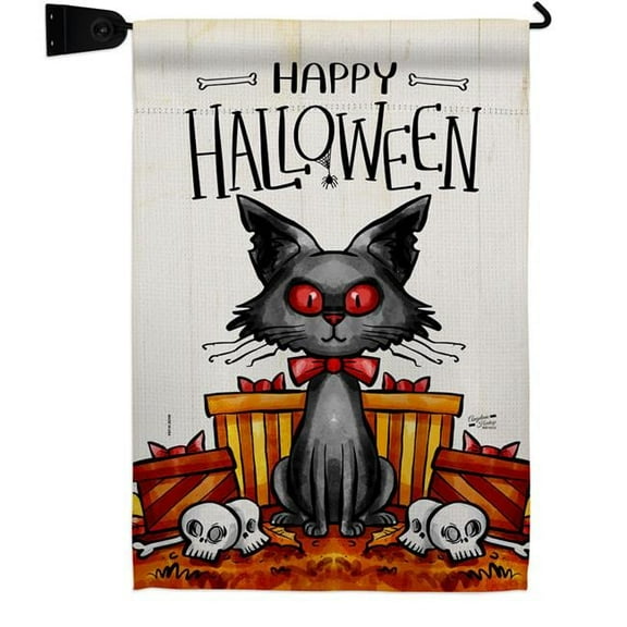 Angeleno Heritage GS130409-P3-04 Kitty O Ween Falltime Halloween 13 x 18.5. in. Double-Sided Decorative Vertical House Garden Flag Set for Decoration Banner Yard Gift