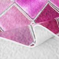 thumbnail image 5 of Castle Fairy Abstract Rhombus Bed Spread Queen 3pcs,Gradient Glass Chip Queen Coverlet Set,Fuchsia Pink White,1 Quilt and 2 Pillowcases, 5 of 7