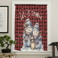 thumbnail image 4 of Christmas Snowman Semi Sheer Curtains Drapes for Living Room, Bedroom, French Doors Window 84 Inches Long, Winter Snowflake Red Black Plaid Rod Pocket Chiffon Curtain Drapery Voile Draperies Panel, 4 of 6
