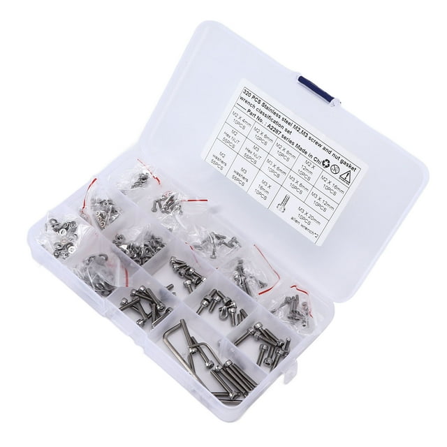 Screws Nuts Gasket Assortment Set, Universal Hex M2 M3 Rustproof Bolts Nut Washers Set for Cars for Trucks