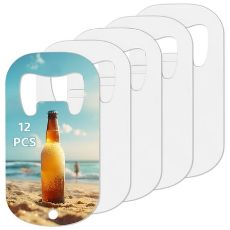 12 Pack Stainless Steel Sublimation Bottle Openers - Customizable Dog Tag Beer Openers, Double-Sided Sublimation Blanks for Parties, Bulk Corporate Gifts & Home Bars