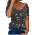 thumbnail image 2 of Herrnalise Women's Classic-Fit 100% Cotton Short-Sleeve T-Shirt Women V-Neck Short Sleeve Love Printing Casual Blouse Tunics Shirts Tops Tee, 2 of 4