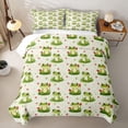 thumbnail image 2 of Homewish Cute Animal Kawaii Frog Quilt King,Cartoon Flowers Floral King Coverlet Set For Boys,3 Pieces, 2 of 7