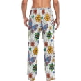 thumbnail image 4 of FREEAMG Retro Butterfly Pajama Pants for Men, Men's Separate Bottoms, Pure Cotton Comfortable Lounge Pants for Men（385）, 4 of 7