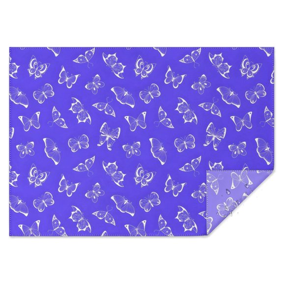 Butterfly White Silhouette Pattern Rectangle Tablecloth 60"x84",Waterproof Polyester Rectangle Table Cloth, Wipeable Spillproof Polyester Tablecloth for Dining, Camping, Indoor and Outdoor