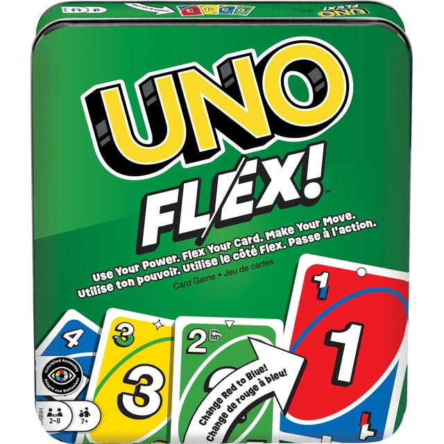 Juego de cartas UNO Flex Family Night de Mattel Games con lata coleccionable