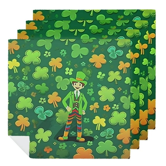 PHYHOO St Patricks Green with Clover Cloth Napkins Polyester Dinner Napkins Great for Dining Special Occasions or Dinner Parties 2 PCS