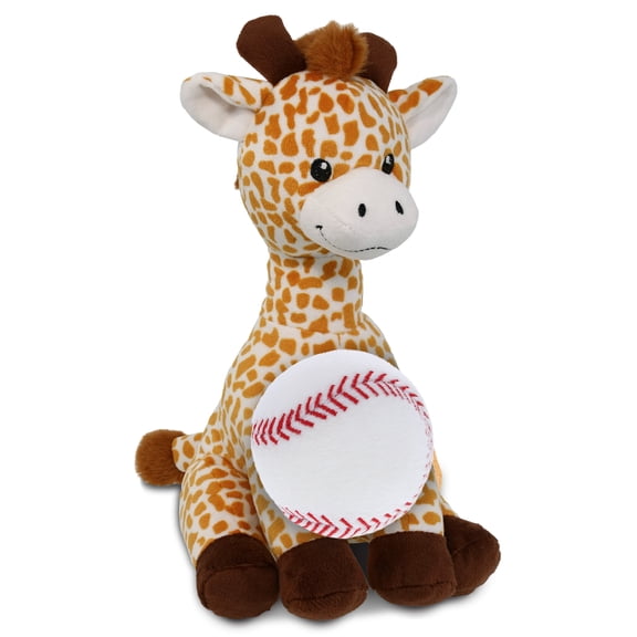 DolliBu Super Soft Giraffe Stuffed Animal with Baseball Plush - Huggable Giraffe, Great Gifts for Kids Who Love Baseball, Cute Wild Animal Plush with Plush Baseball Toy for Kids, Adults - 10 Inches