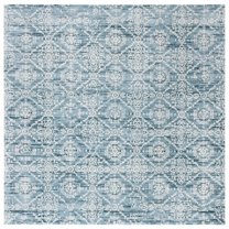 SAFAVIEH Martha Stewart Isabella Diamond Area Rug, Denim Blue/Ivory, 6'7" x 6'7" Square