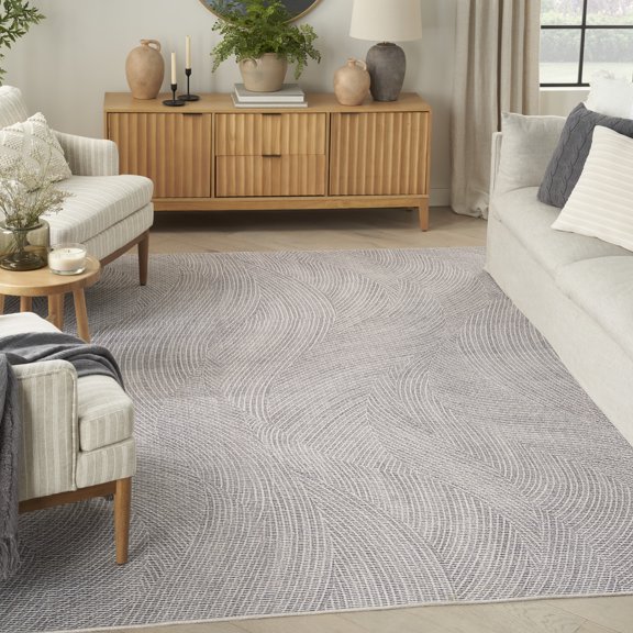 Nourison Nourison Washables Abstract Ivory Grey 5'2" x 7' Area Rug (5x7)