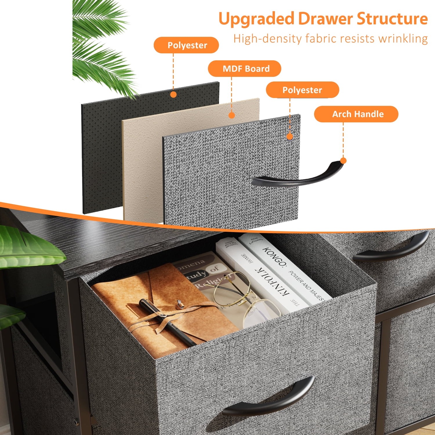 Modern 4 Drawer Fabric Dresser, Chest of Drawer Organizer Storage Cabinet for Bedroom Clothes Closet, Entryway,Gray