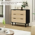 thumbnail image 4 of Rattan Dresser for Bedroom 3 Drawer Boho Dresser for Closet, Rattan Chest of Drawers Modern Natural Wood for Kids Bedroom, Living Room, Nursery, Hallway, Entryway, Black, 4 of 7