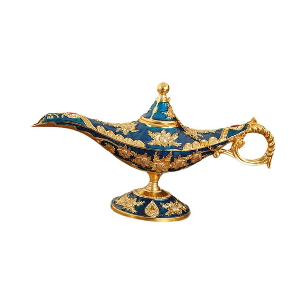 Lámpara porta incienso adorno artesanía retro fragancia para el hogar aleación de zinc estatua regalo azul oscuro