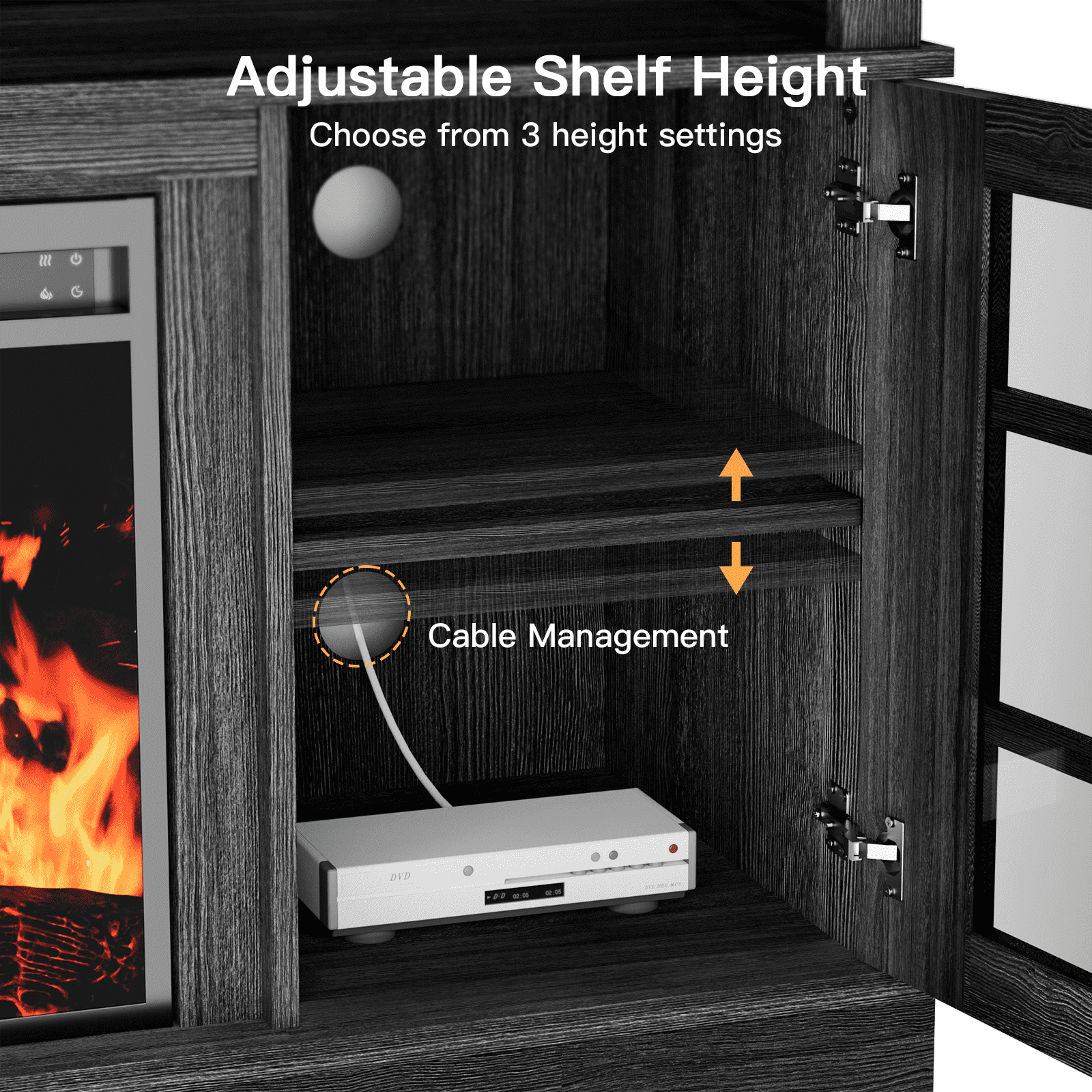 Electric Fireplace TV Stand for 75″ TVs Fireplace Entertainment Center TV Console Table with 23″ Fireplace, Holds up to 200 lbs