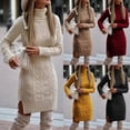 thumbnail image 2 of Suéter cálido de otoño e invierno largo ajustado de cuello alto para mujer de Europa y Estados Unidos, 2 of 5