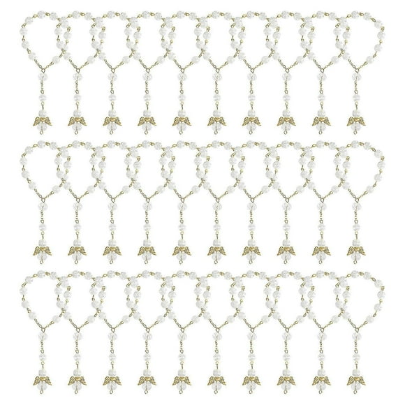 30 PCS Baptism Rosary Acrylic Rosary Beads Mini Rosaries Angel for the First Communion Baptism Party Favors