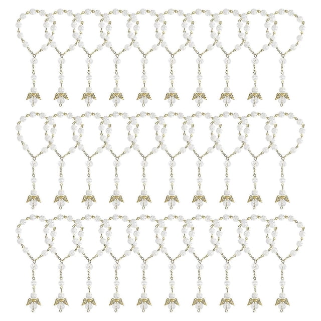 30 PCS Baptism Rosary Acrylic Rosary Beads Mini Rosaries Angel for the First Communion Baptism Party Favors