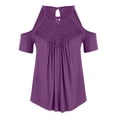 thumbnail image 4 of Lace Blouse for Women Cold Shoulder T-Shirt Cut out Pleated Front Summer Short Sleeve Top, 4 of 6
