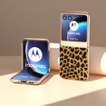 thumbnail image 4 of Case for Motorola Razr 40 Ultra, Luxury Leopard Print PU Leather Phone Cover Slim Fashion Design Plating TPU Drop Protective Phone Case for Motorola Razr 40 Ultra, Gold Leopard, 4 of 6