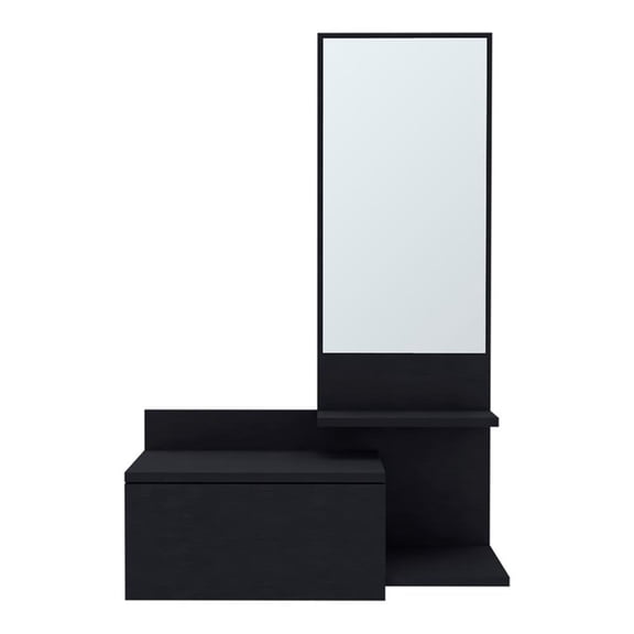 Pemberly Row Contemporary Floating Hallway Cabinet Engineered Wood Black