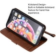 thumbnail image 3 of Wallet Case for iPhone Xs iPhone X, 5 Card Slots Magnetic Closure Zipper Pocket Handbag PU Leather Flip Case with Wrist Strap TPU Kickstand Cover for iPhone Xs/iPhone X - Brown, 3 of 14