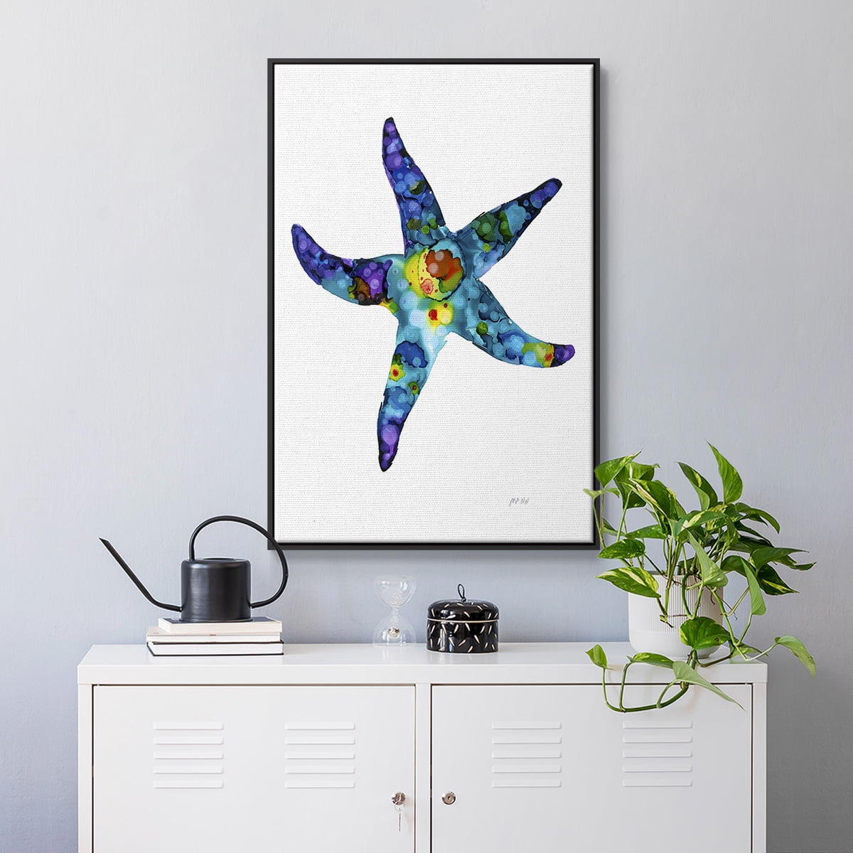 Sea Star Framed Premium Gallery Wrapped Canvas - Ready to Hang - 17 x 25 - Black Floating Frame