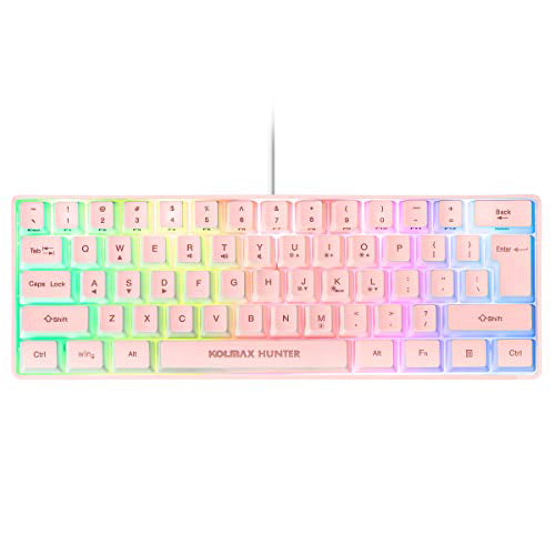 60% RGB Gaming Keyboard,61 Keys RGB Backlit Wired Gaming Keyboard/Office  Mini Keyboard for PC/Mac/Linux/Laptop(Pink)