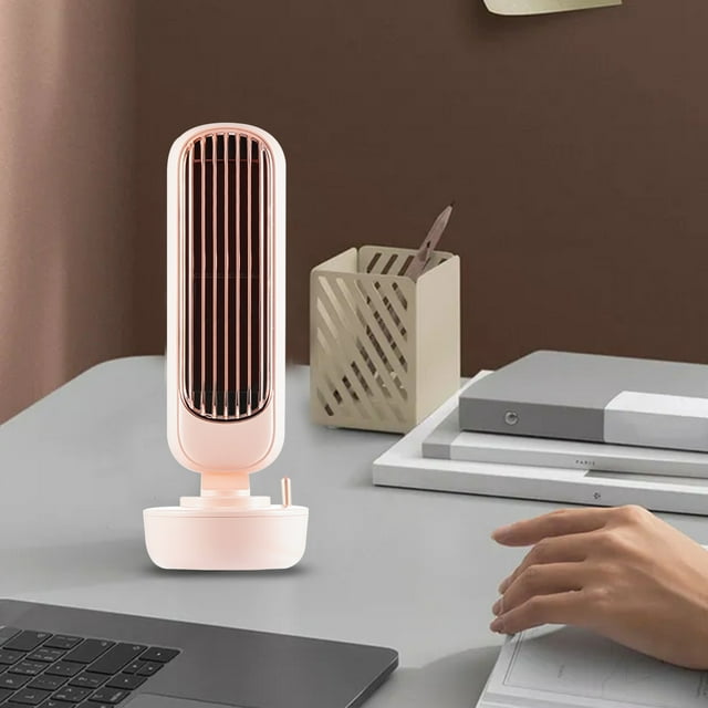 Fiudx Ventilador Portátil Usb de Torre, 2 En 1, Refrigeración y Humidificación, 3 Velocidades Ajustables, Pulverizador Ultrasónico, Silencioso y de Bajo Consumo, Ideal para Casa, Oficina, Dormitorio,