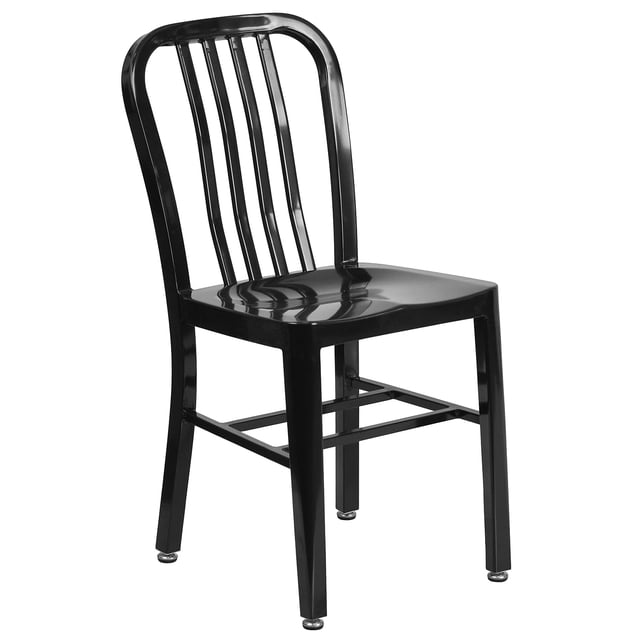 Bowery Hill Metal Black Dining Chair Rectangular Indoor-Outdoor 33.25" Unassembled