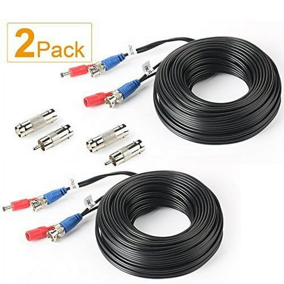 SHD 2Pack 200Feet BNC Vedio Power Cable Pre-Made Al-in-One Camera Video BNC Cable Wire Cord for Surveillance CCTV Security System with Connectors(BNC Female and BNC to RCA)