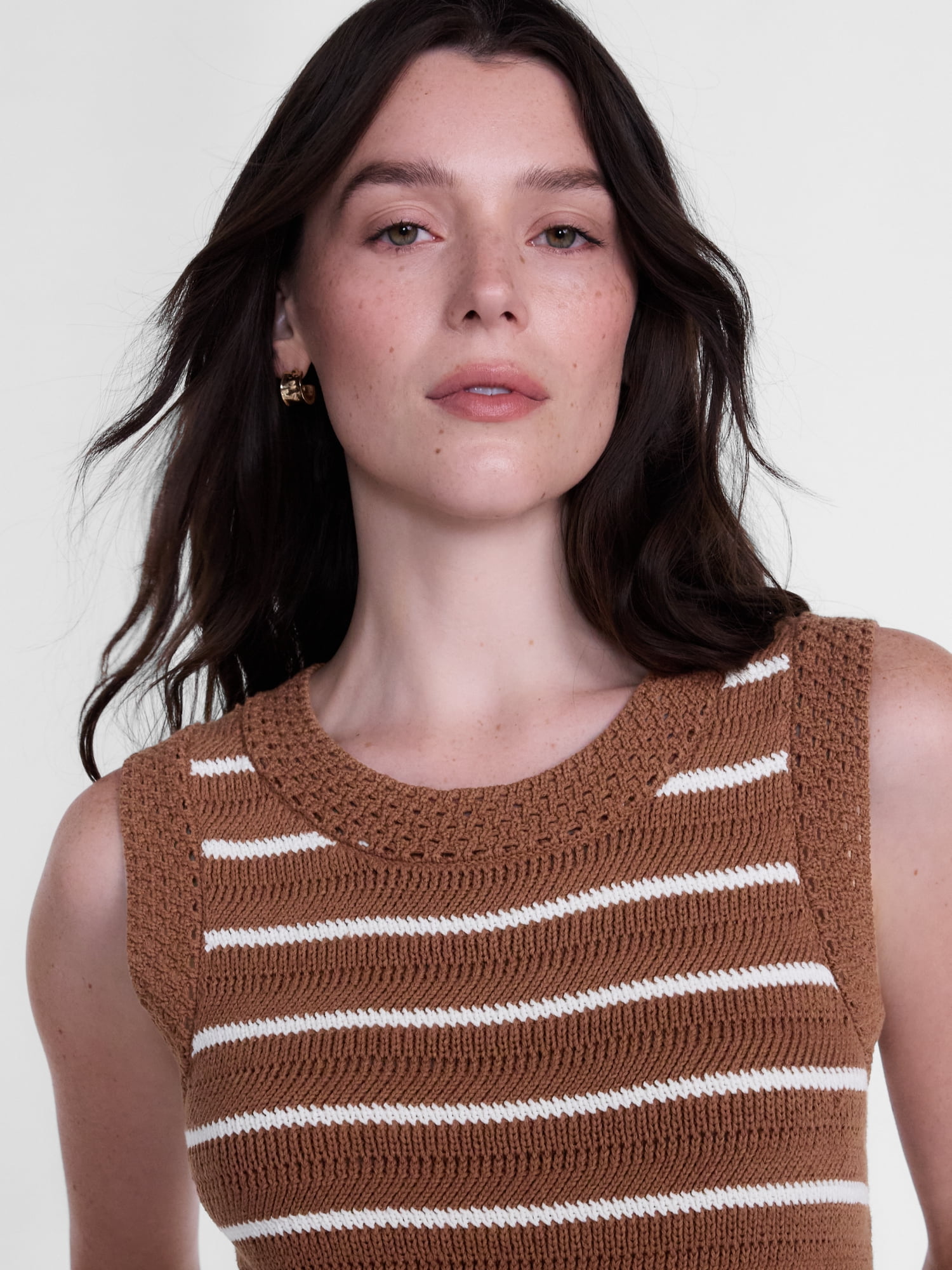 Scenario Women's Sweater Vest with Crochet Trim, Lightweight, Sizes XS-XXXL
