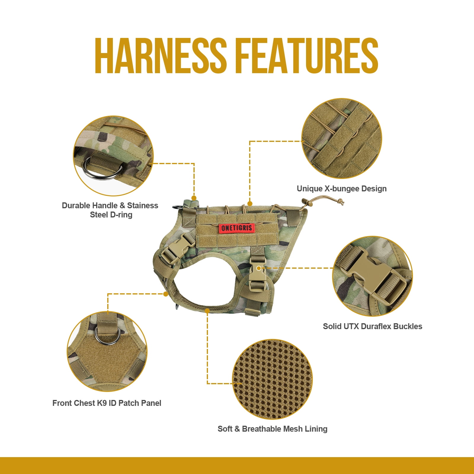 Buy Tactical Dog Harness Vest with Handle, Military Dog