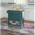thumbnail image 4 of Powell Conrad Mobile Kitchen Cart with Butcher Block Top, 28" W x 20.25" D x 36.5" H, Teal, 4 of 16