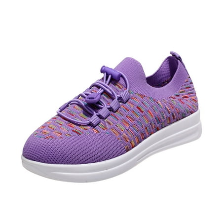 

Sneakers for Women Fashion Autumn Women Sports Shoes Flat Bottom Lightweight Elastic Lace Up Mesh Breathable Comfortable And Colorful Womens Sneakers Mesh Purple 37