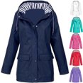 thumbnail image 3 of jsaierl Womens Rain Jacket Waterproof with Hood Utility Outdoor Hiking Windbreaker Fall Casual Jacket Full Zip Pocketed Trench Coat, 3 of 3